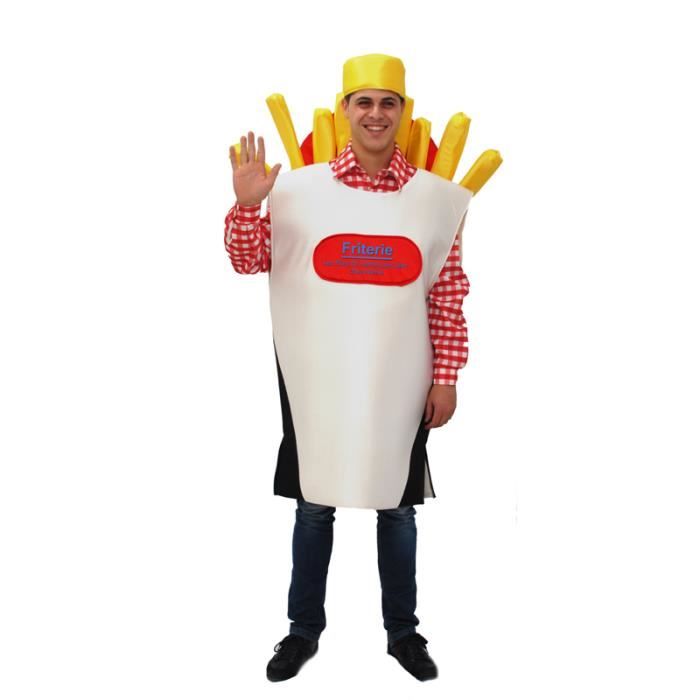 Déguisement Cornet De Frites Adulte Taille Unique - Tunique Fast Food Rouge Pour Carnaval Et Fêtes