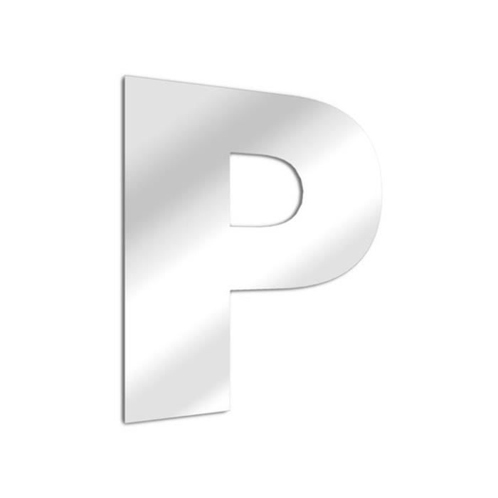 ARIAL Lettre miroir P 8 cm en verre acrylique