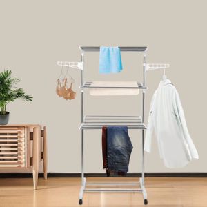 LAVE-LINGE SÉCHANT Séchoir à linge inox étendoir pliable , 3 étagères