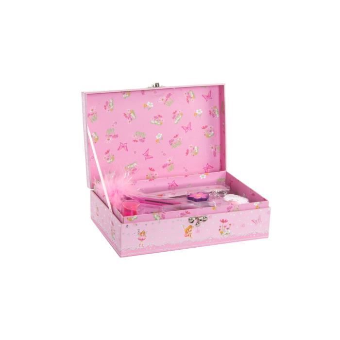 Lot de 8 boîtes à bijoux enfant Fée en carton - 23x15x7,5 cm - Rose