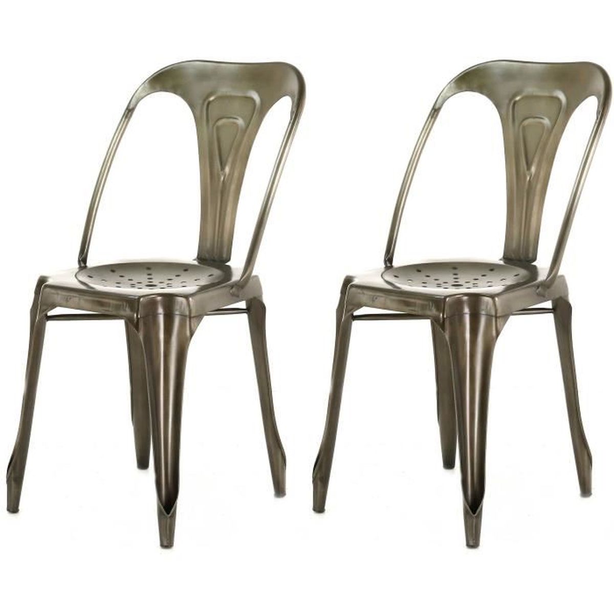 Lot De 2 Chaises Industrielles Argent Metal Kirk Achat Vente