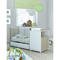 LIT BÉBÉ JOY Lit Combiné Evolutif Bébé avec Tiroir Chêne Br LIT BÉBÉ JOY Lit Combiné Evolutif Bébé avec Tiroir Chêne Br