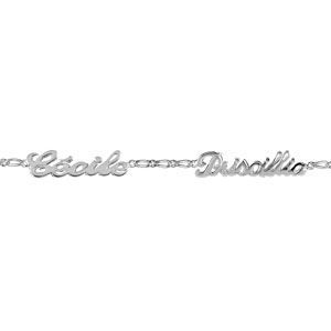 BRACELET , GOURMETTE Bracelet argent 1+1 2mm découpe anglaise 2 prénoms