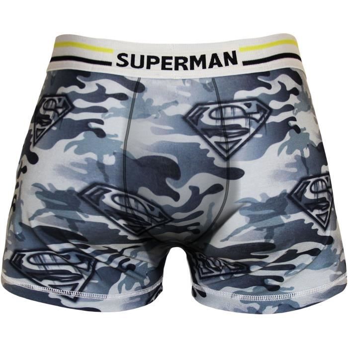 Boxer Homme Superman Imprimé Logo - Kaki, blanc et noir