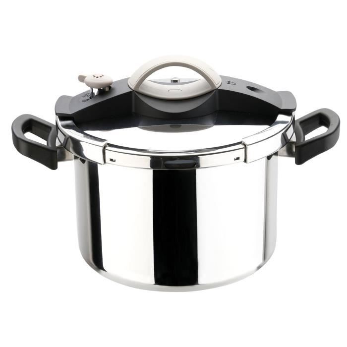 SITRAM Autocuiseur Sitrapro avec panier vapeur - 8 L - Ø 24 cm - Gris taupe et noir - Tous feux dont induction
