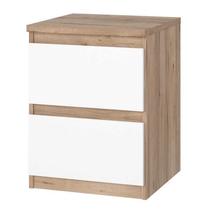 FINLANDEK Chevet NATTï contemporain décor chêne naturel et blanc mat - L 42 cm