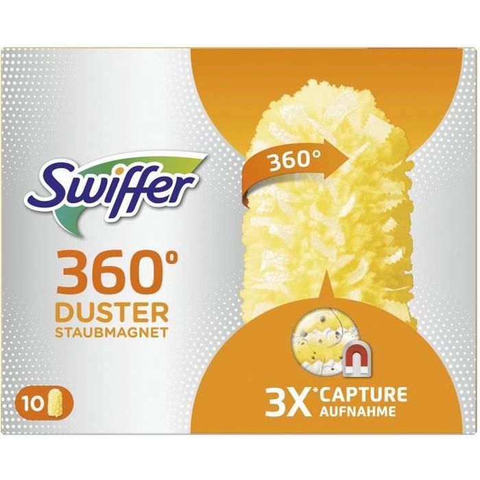 SWIFFER Kit plumeau dépoussiérant 360° Duster XXL - 1 manche ergonomique - 10 plumeaux jetables