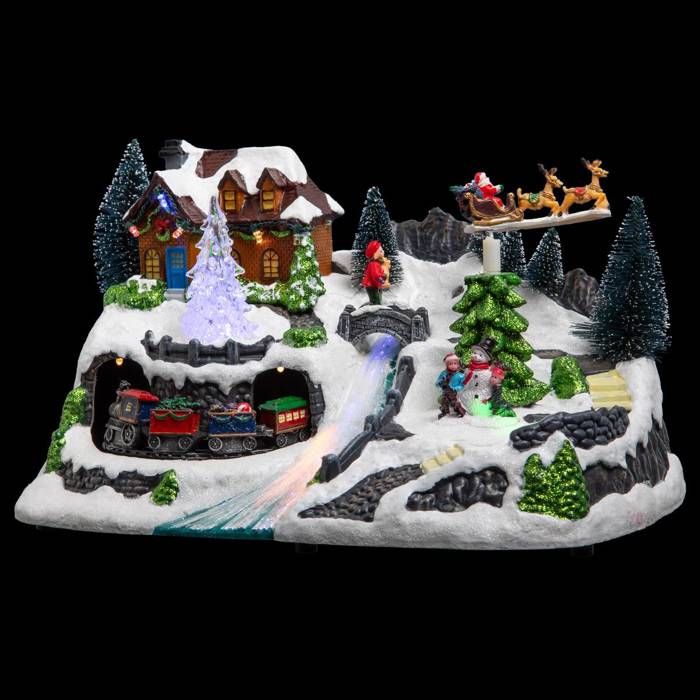 Village de Noël lumineux et animé - Traineau pere Noel - Achat / Vente village - manège - Cdiscount