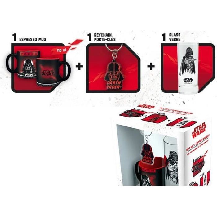 Pack Mug + Porte-clés + Mini Mug Star Wars - Verre 29cl + Porte-clés PVC + Mini Mug Dark Vador - ABYstyle