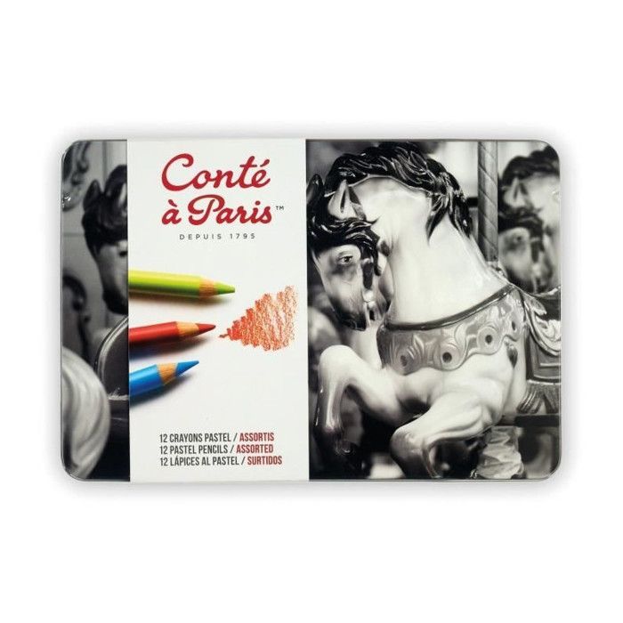 CONTE A PARIS Assortiment 12 crayons pastel Boîte métal Achat
