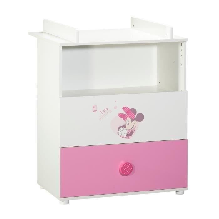 BABYPRICE Commode à Langer Minnie 2 Tiroirs - 1 Niche