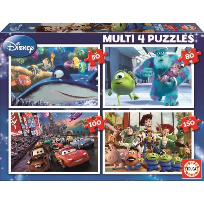 PIXAR Puzzle Multi 4 en 1 : Nemo - Monsters - Cars - Toy Story