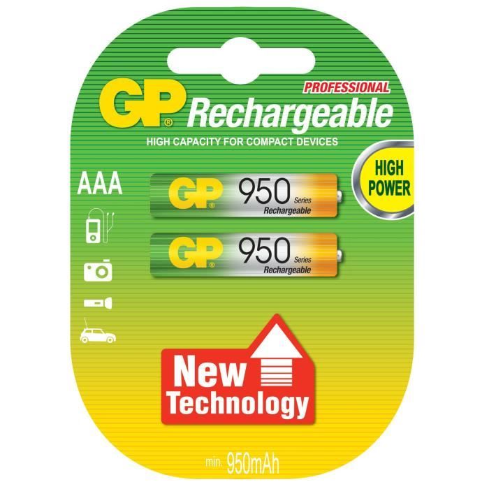 GP 2 Piles Rechargeables LR03/AAA - 950mAh / NiMH