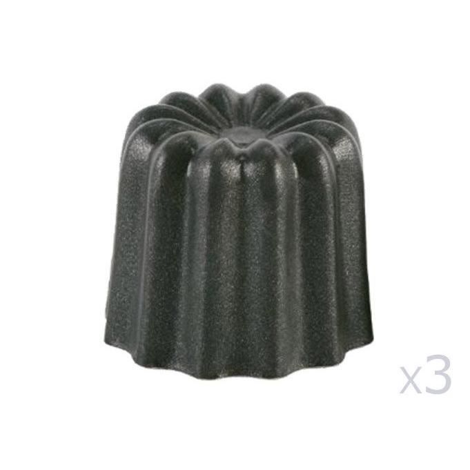 PATISSE 3 moules à cannelés en aluminium revêtu - 55 mm