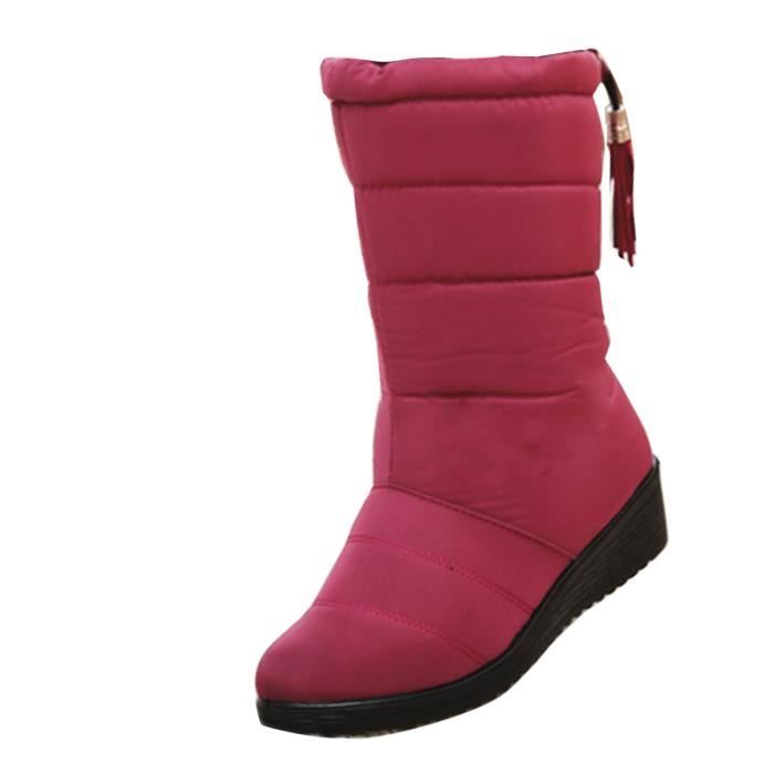 Femme Hiver Neige Compensé De Fourrure Bottes Imperméable Mode Doublure Talon OPkXTwZiu
