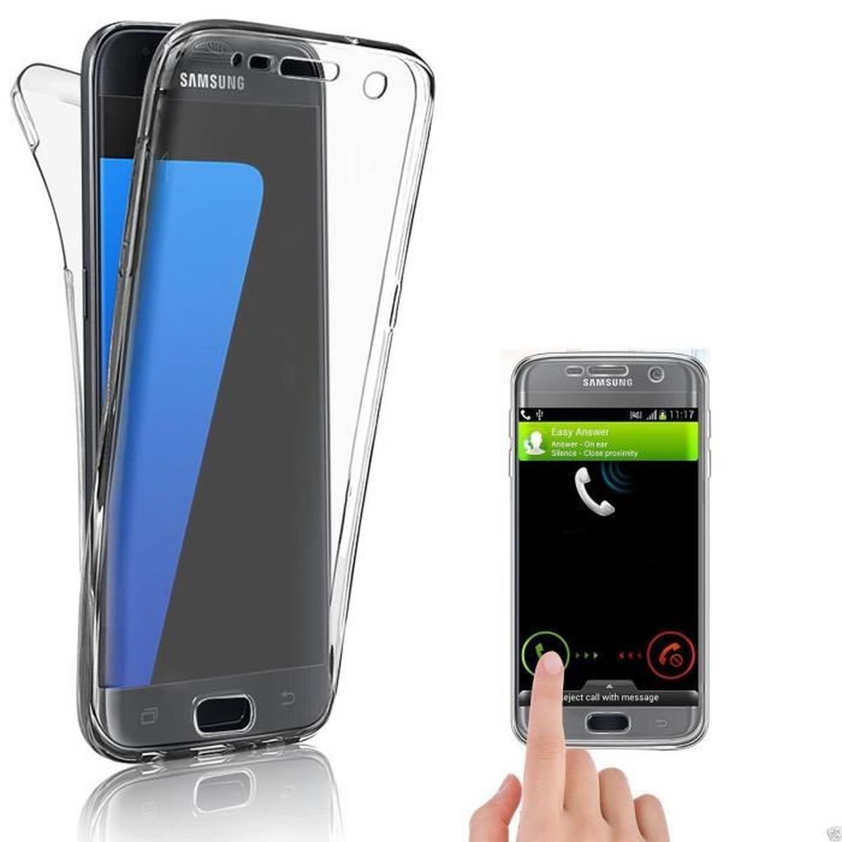 CABLING® Samsung Galaxy S7 Coque DOUBLE GEL Silicone Protection ...
