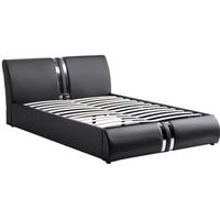 STRUCTURE DE LIT DOHA Lit coffre adulte contemporain simili noir + STRUCTURE DE LIT DOHA Lit coffre adulte contemporain simili noir +