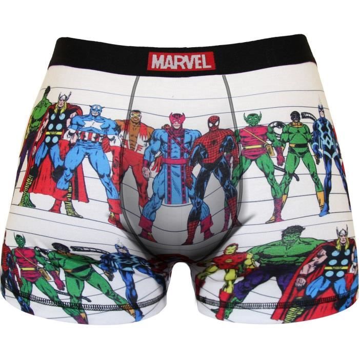 Boxer Homme Marvel Imprimé Héros Avengers - Blanc et multicolore