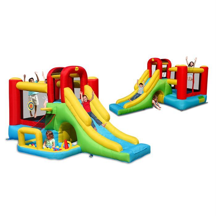 HAPPY HOP Château - Aire de jeux gonflable à Air pulsé 4 en 1