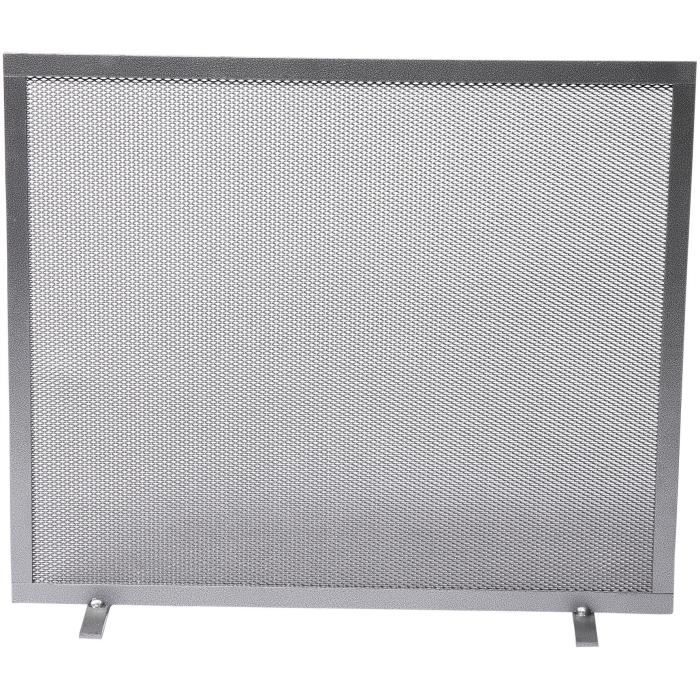 Pare feu de cheminée sur pieds 1 volet 50x60x12 cm gris