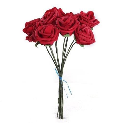 Naisidier Bouquet 10pcs Fleurs Artificiels Roses En Mousse Rouge Déco Pour Mariage Maison Fête Soirée