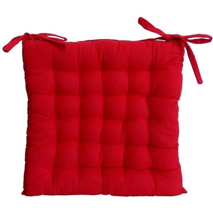 Galette de chaise 25 points 40x40x4 cm ROUGE