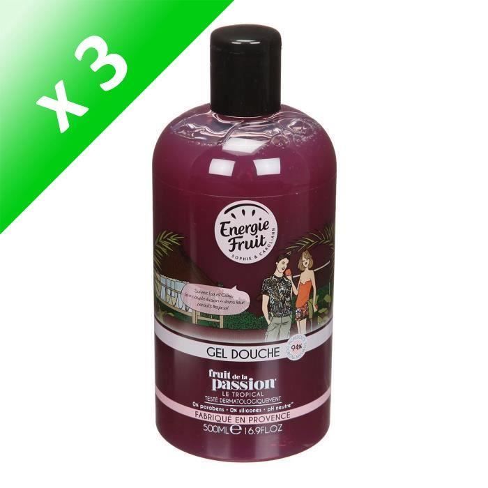 ENERGIE FRUIT Gel douche FRUIT de la Passion - 500 ml (Lot de 3)
