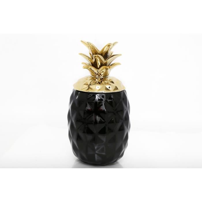 Pot ananas - 27 cm - Noir et doré