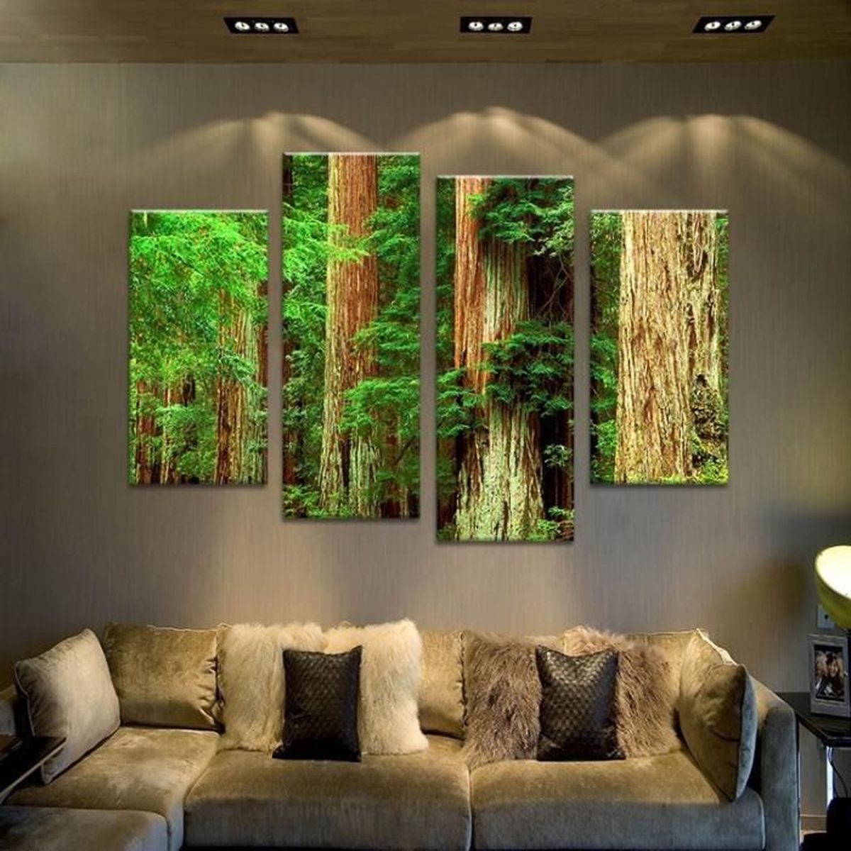 4pcs ancienne peinture murale paysage arbre cru imprimer ...