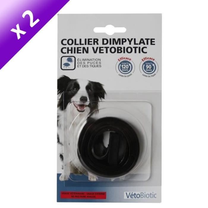 Lot de 2 - VITALVETO Collier antiparasitaire 120j - Noir - Pour chien