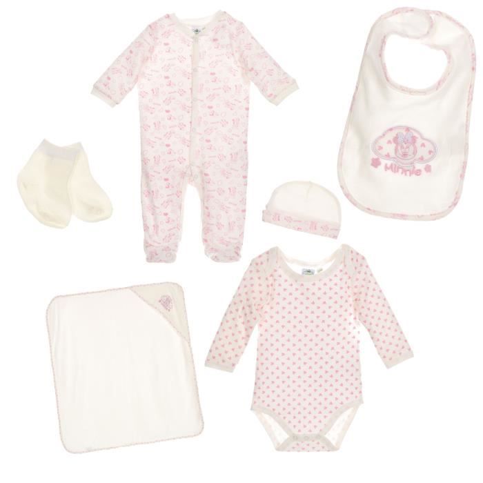 Set 6 pèces pyjama et accessoires bébé Fille MINNIE - 100% coton Bleu et Blanc Disney baby