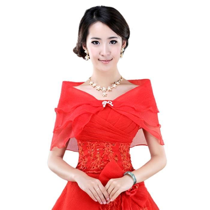 Châle Cocktail Nuptiale Organza En Mariée De Rouge Goushoop®manteau Bolero Shrug Yxp50918645rd Manteau Soirée SzwZpFxqB