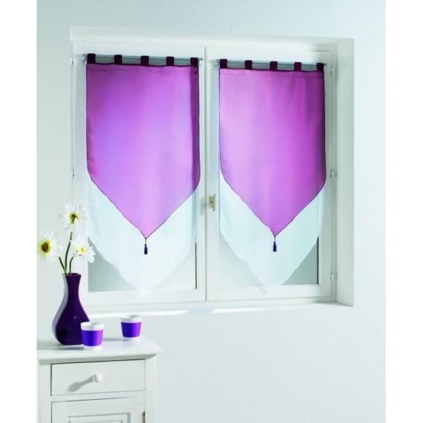 Lot De 2 Rideaux De Bistrot En Voile - Pompons Décoratifs - Blanc/Blanc - Double épaisseur Pour Fenêtre, Cuisine, Balcon - 1