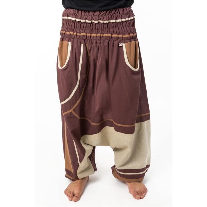 Fantazia , Sarouel grande taille homme , Sarouel homme femme elastique grande taille Brownie chocolat , TU , Marron
