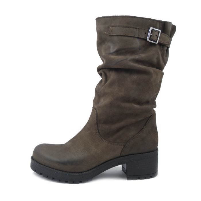 BOTTE OSVALDO PERICOLI, Bottes femme en cuir nubuck marr