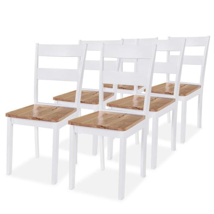 D'hévéa À 6 Blanc Pcs Chaise Manger Bois De Salle TKulFc31J
