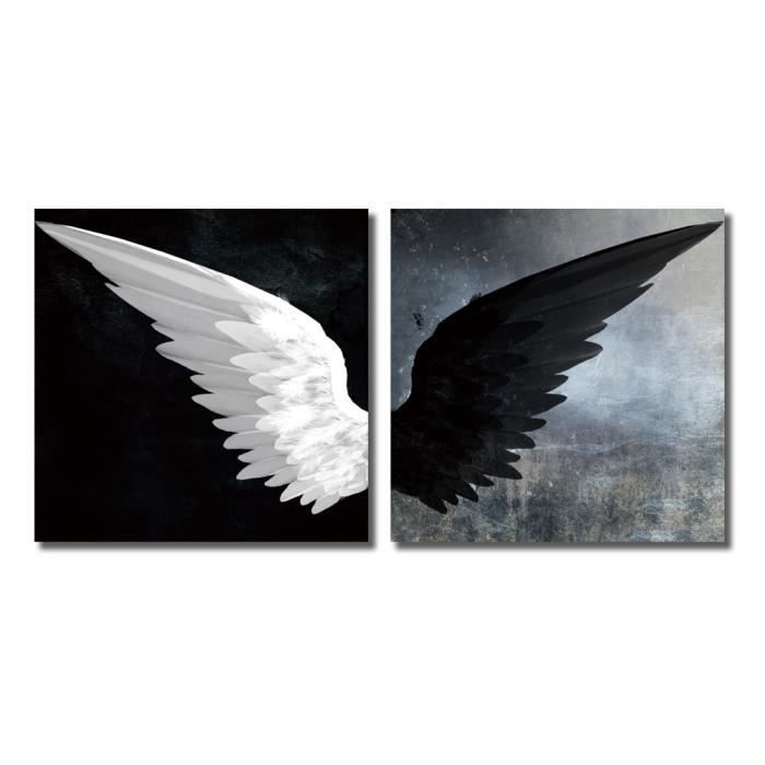 Aile Blanche Et Noire Peinture Murale Sur Toile Cadre Framed