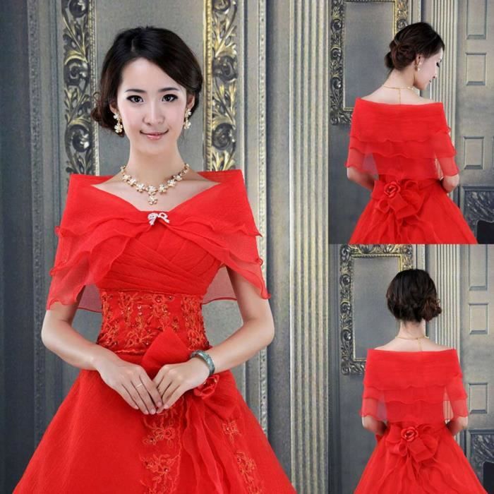 Châle Cocktail Nuptiale Organza En Mariée De Rouge Goushoop®manteau Bolero Shrug Yxp50918645rd Manteau Soirée SzwZpFxqB