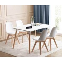 TABLE À MANGER COMPLÈTE Ensemble Table à Manger + 4 Chaises Blanches - Sc TABLE À MANGER COMPLÈTE Ensemble Table à Manger + 4 Chaises Blanches - Sc