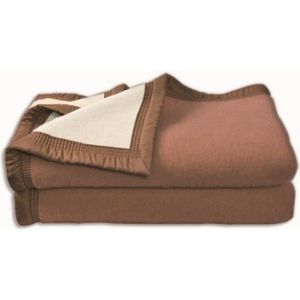 Couverture Aubisque en laine woolmark 240x260 cm chamois et naturel