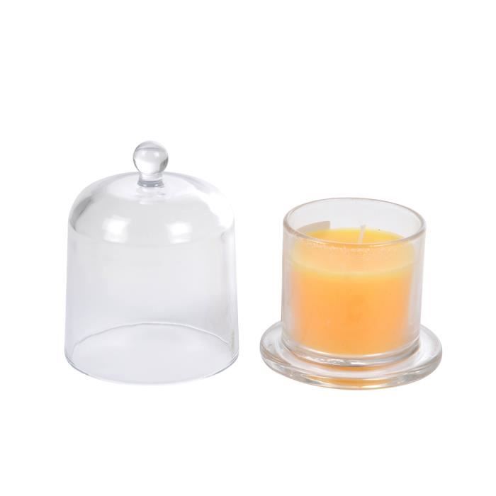 Bougie verrine cloche parfum pêche H 11 cm Orange