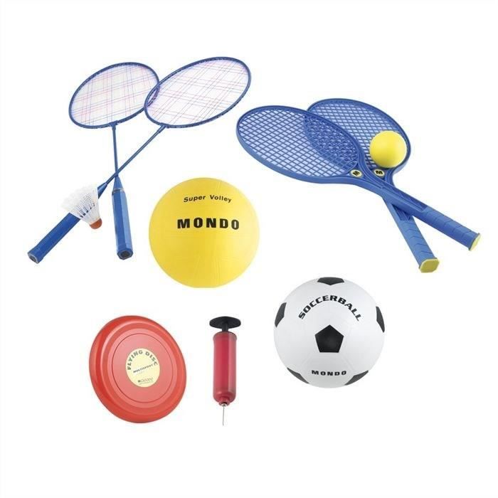 MONDO - Set Multisport Jeux de plage 5 en 1 (Badminton, Tennis, Volley, Football, Freesbee)