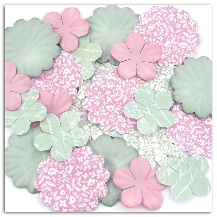 TOGA Pack de 25 Fleurs Imprimées Shabby Love