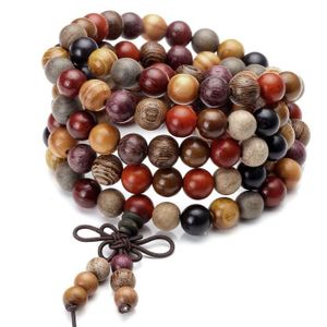 BRACELET , GOURMETTE Bracelet Bouddhiste Tibétain Perles en Bois Nature