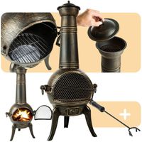 POÊLE À BOIS Poêle à Bois Chauffage en Fonte avec 1 Cheminée et POÊLE À BOIS Poêle à Bois Chauffage en Fonte avec 1 Cheminée et
