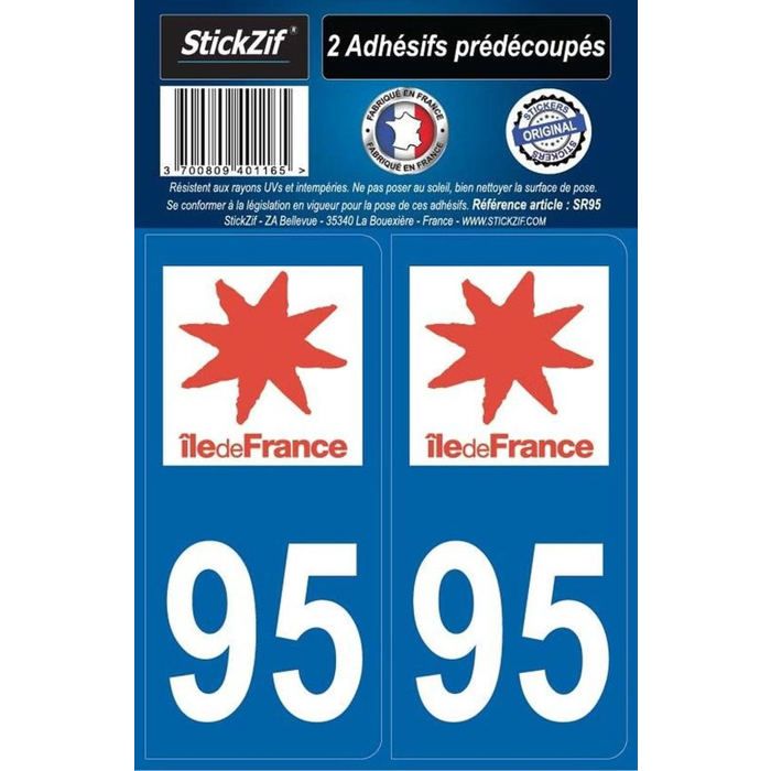 STICKZIF 2 Autocollants Région Département 95 SR95
