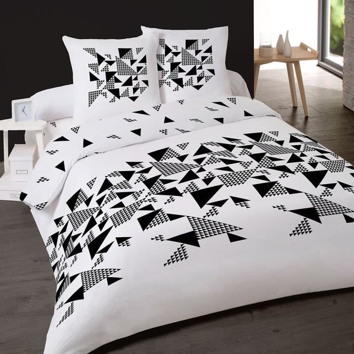 Housse de couette 200x200 noir et blanc - Achat / Vente ...