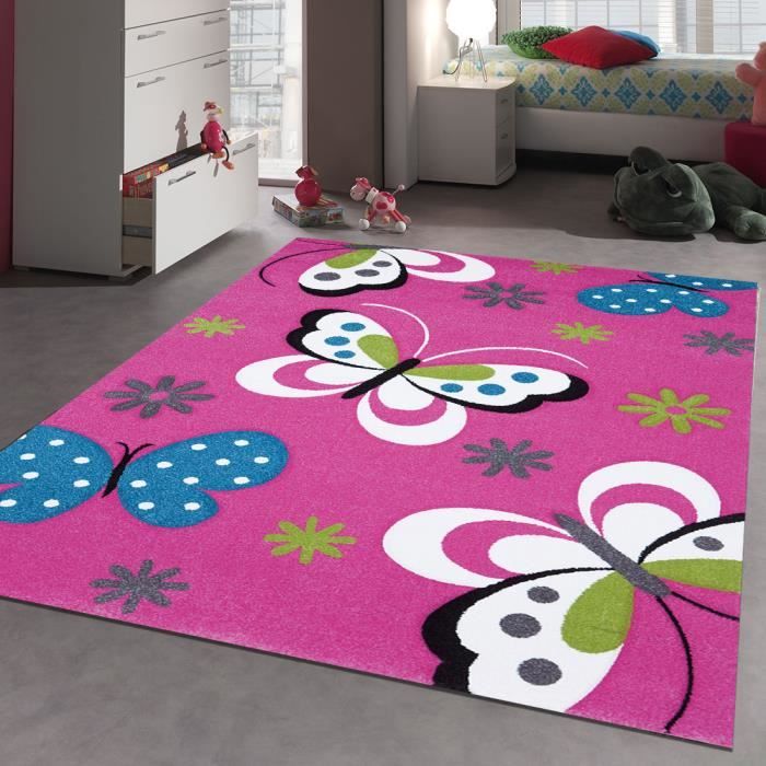 Tapis KIDS PAPILLONS rose Tapis Enfants 120 x 170 cm ...