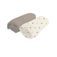 DRAP HOUSSE MATELAS DOUX NID Lot de 2 Draps Housse Blanc pois/Taupe 70 DRAP HOUSSE MATELAS DOUX NID Lot de 2 Draps Housse Blanc pois/Taupe 70