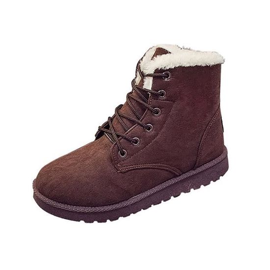 Minetom Up Lace Hiver Boots Suede Fourrure Chaudes Neige Sneaker Flat Chaussures Femme Cheville UrPnWU